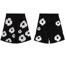 (Small, black) 2024 Denim Tears Kapok Print Unisex Casual Shorts