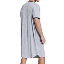 (2XL, Grey) Men's Comfy Loose Pajamas Set, Nightwear Loungewear Sleepwear Long Nightshirt