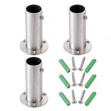 3pcs Wood Ground Pool Closet Deck Flanges Ladders Rod Heavy Duty 6 Screws Sturdy