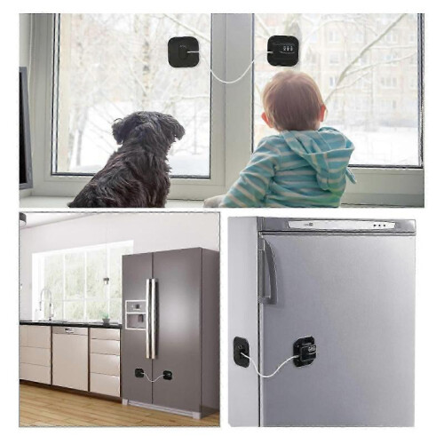 2 Pcs Fridge Lock with Code, Child Fridge Safety with Adhesive, Child Combination Locks for Cupboards Cabinets Refrigerators Freezers 2