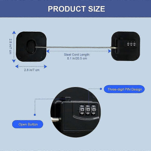 2 Pcs Fridge Lock with Code, Child Fridge Safety with Adhesive, Child Combination Locks for Cupboards Cabinets Refrigerators Freezers 1