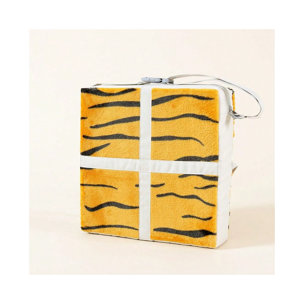 (Flannel Tiger Stripe (Cushion), 32*32*8cm) Baby children's booster seat dining chair thickened heightened seat cushion
