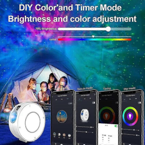 (Black) LED Starry Sky Projector, Smart Starry Projector Night Light Galaxy Projector,Dimming/Voice Control/WiFi Connection/Timer,Bedroom Decorate,Gif 2