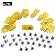 (Gold, Gold) 30Pcs for Husqvarna Lawn Mower Stainless Steel Replacement Cutting Blades, 35x18mm - Silver