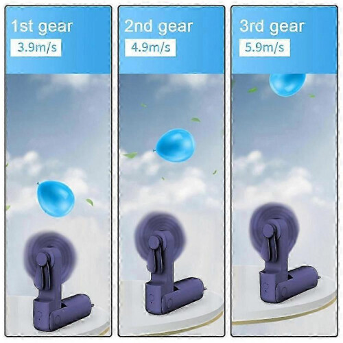 (blue) Handheld Mini portable small fan Folding fan Student dormitory small fan 2