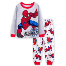 (6-7Years, Grey White) Spiderman Kids Boys Batman Pyjamas Long Sleeve T-shirt Pants Sleepwear Pjs Set Super Hero Pajamas Age 3-7 Years