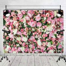 Art Studio 3D Flower Photo Background Pink Rose Photography Backdrop for Pictures Newborn Bridal Shower Birthday Party 7x5FT