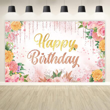 Backdrop Rose Gold Glitter Sweet Sixteen Birthday Party Background 7x5ft Rose Gold Birthday Baby Shower Photography Background