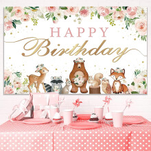 7x6Ft Flower Fairy Birthday Backdrop Pink Flowers Photo Background Women or Girl Birthday Party Decorations Party Supplies Photo Background