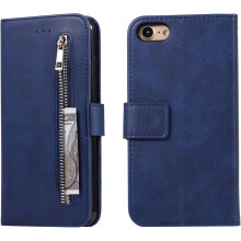 Wallet Case for iPhone SE(5G) 2022 iPhone7 iPhone8 iPhone SE 2020, 5 Card Slots Handbag Leather Flip Case with Wrist Strap TPU Kickstand Cover-blue