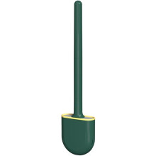 GENIGW Silicone Toilet Brush Flat Head Flexible Wall-Mounted Storage Tool Toilet Cleaner Brush Holder Set ( Color :Dark green)