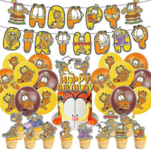 Garfield Kids Cute Cartoon Fat Cat Birthday Party Decorations Set Balloons Banner Cake Topper Supplies Kits