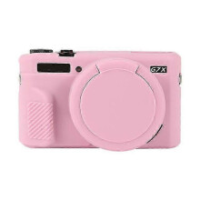 (Pink)Soft Silicone Protective Case with Lens Cover For Canon PowerShot G7 X Mark II / G7X2