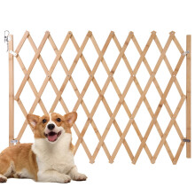 Expandable Accordion Dog Gate, Wooden Accordian Expansion Dog Gates for Doorway Stairs, 8' to 42' W