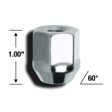 Gorilla Automotive 90088 Acorn Bulge Open End Nucle Chrome Lug (1/2 """" Dimensiunea firului)
