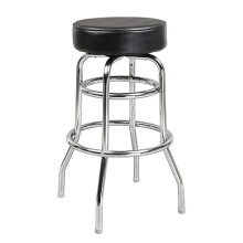 Commercial Double Ring Barstool with Black Swivel Seat