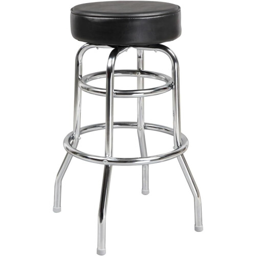 Commercial Double Ring Barstool with Black Swivel Seat 1