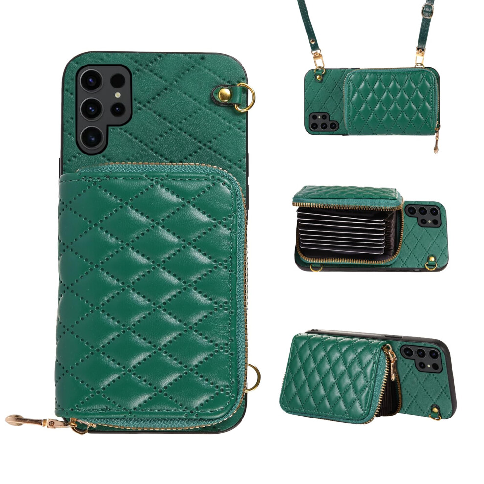 Detachable Crossbody Strap Wallet Case For Samsung Galaxy S22 Ultra 5G With Zipper Purse 6276012658353