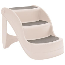 Folding Pet Stairs, 3Step, NonSlip Steps, Easy Assembly, Suitable for Small and Large Pets, High Load Capacity, Space Saving Design, Cream Plastic