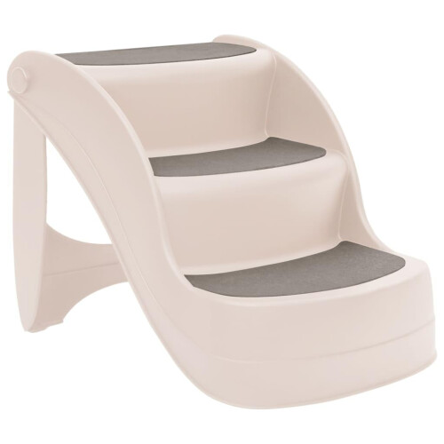 Folding Pet Stairs, 3Step, NonSlip Steps, Easy Assembly, Suitable for Small and Large Pets, High Load Capacity, Space Saving Design, Cream Plastic