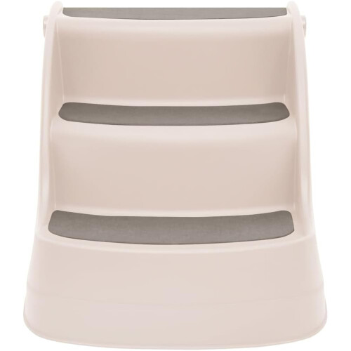 Folding Pet Stairs, 3Step, NonSlip Steps, Easy Assembly, Suitable for Small and Large Pets, High Load Capacity, Space Saving Design, Cream Plastic 2