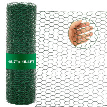 Chicken Wire for Floral Arrangements 15.7 x 200 Inches Green Mesh, 0.6 Inch Hexagonal Galvanized PVC Coated Netting Fence for Crafts, Poultry, Garden