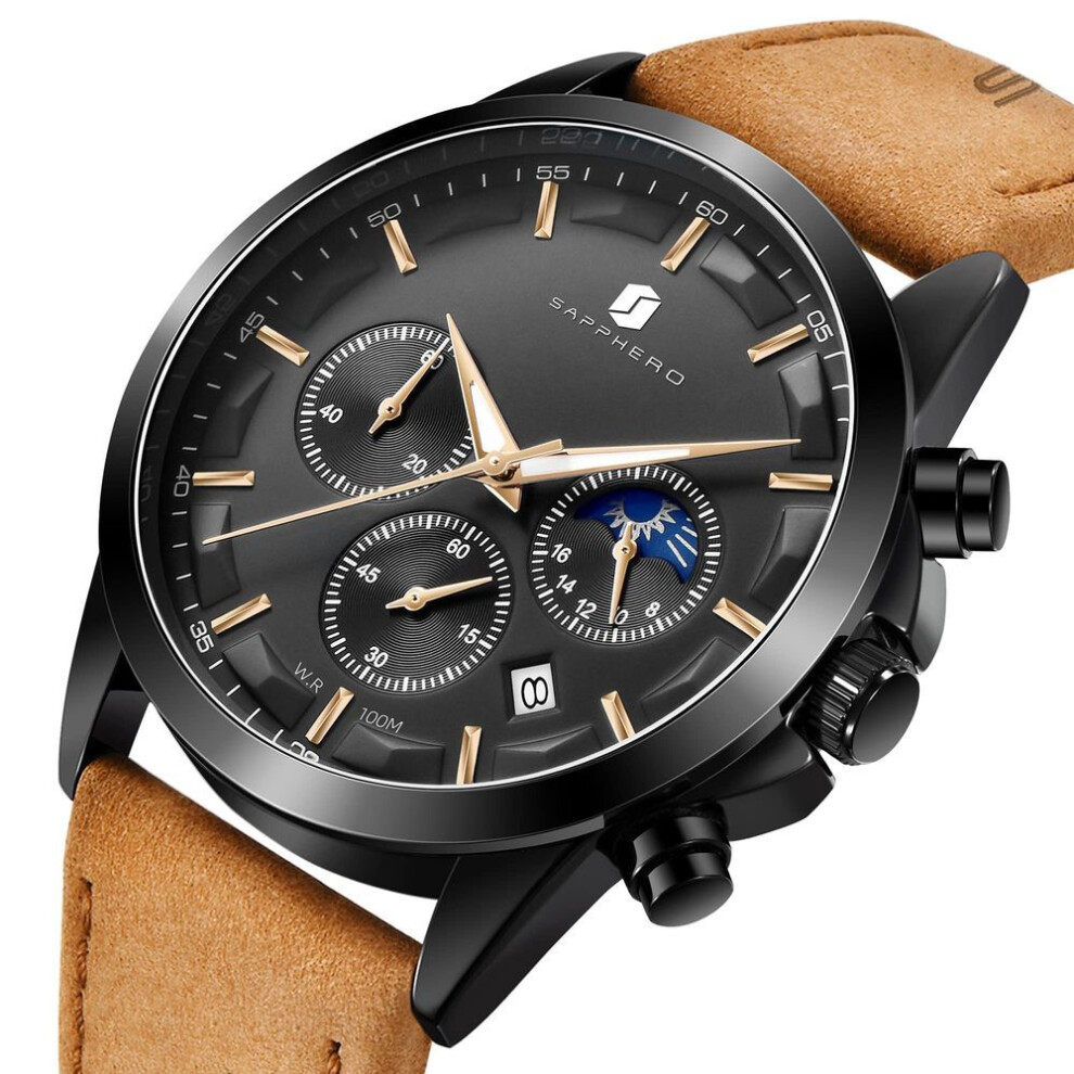Sapphero Watch Quartz Movement Watch Analog Watch Waterproof 100m Casual Sports Designer Watch Elegant Gift For Men Men's Men's Men's