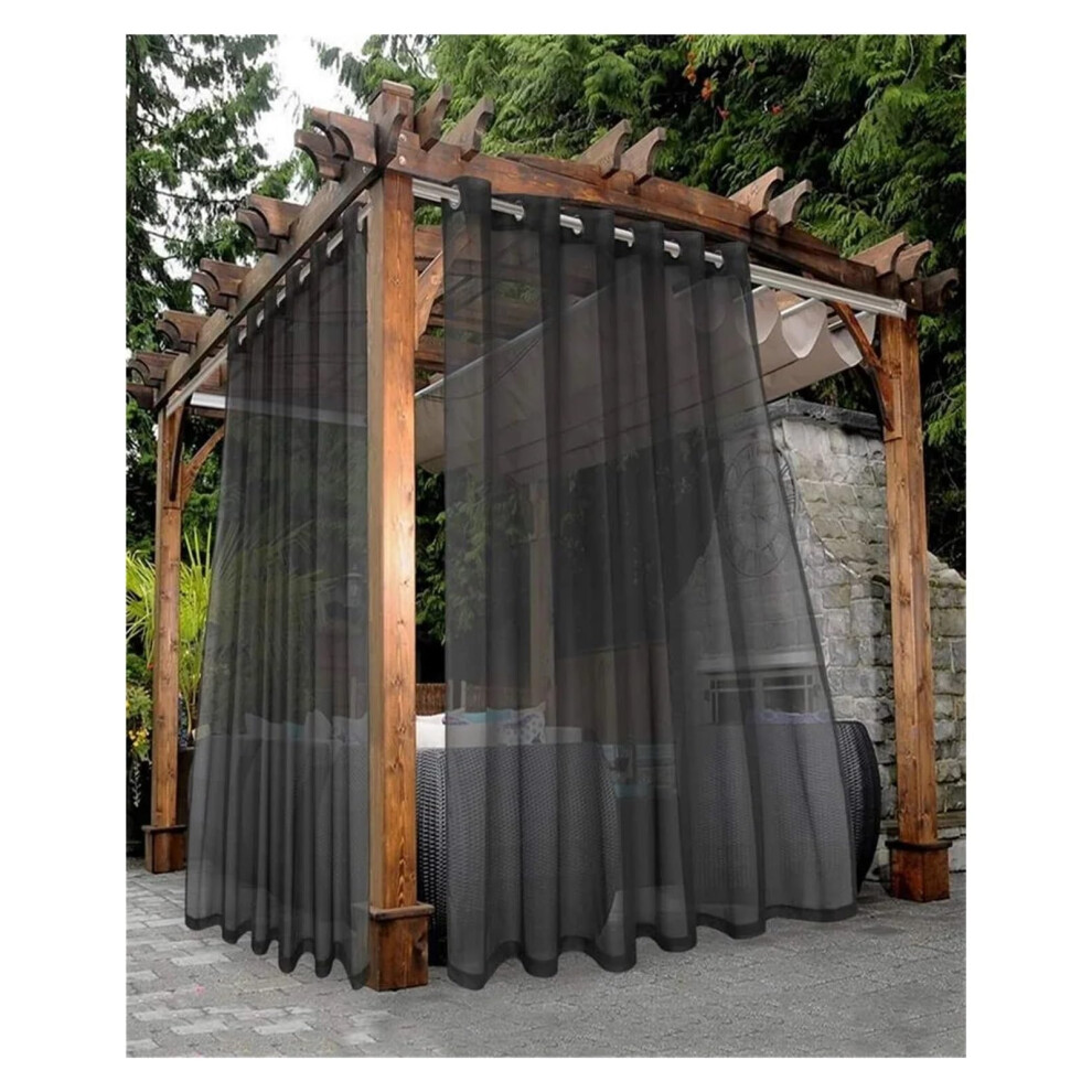 Curtain for pergola, waterproof transparent with eyelets for outdoor area (Black, Grommet TOPW97 X H241)-image-OPC-PHZRW5G-NEW