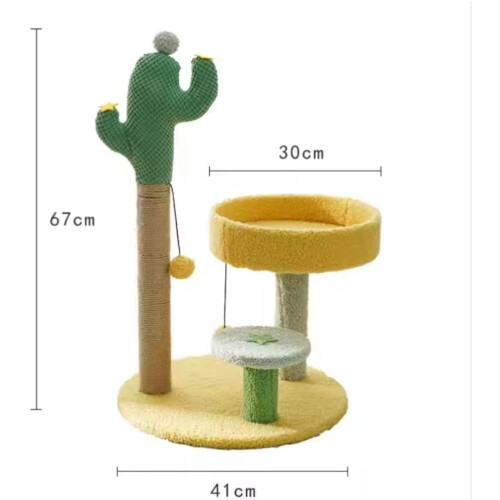 Cactus Cat Climbing Tree with Scratching Post  Cozy Cat Nest – SpaceSaving Small Cat Tree for Indoor Cats 1