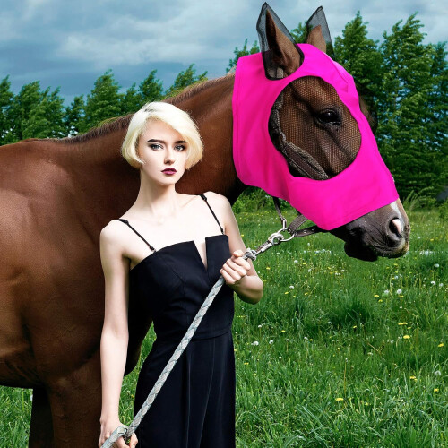 12 Pcs Horse Fly Masks for Horses Comfortable with Ears Elasticity 2