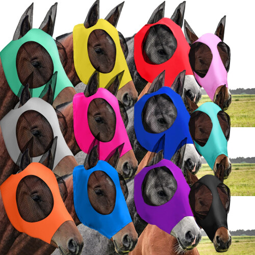 12 Pcs Horse Fly Masks for Horses Comfortable with Ears Elasticity