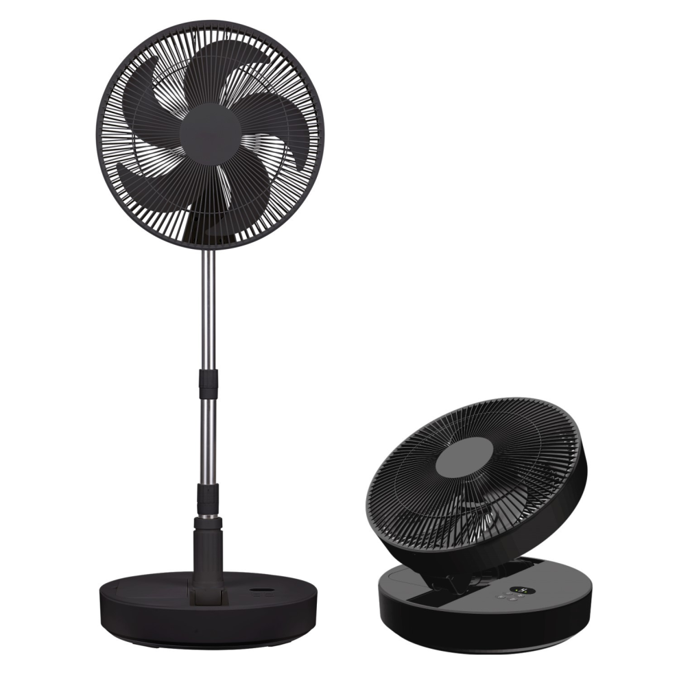 electriQ 12-inch Rechargeable Quiet Foldable DC Pedestal Fan - Indoor & O FRF12B-image-OPC-PHZRWD8-NEW