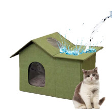 Foldable Indoor ＆Outdoor Cat House, Weatherproof Large Cat Shelter with Roof Window