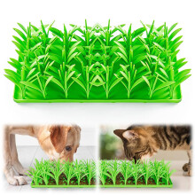 Silicone Grass Mat for Cats, Slow Food Cat Grass Mat for Indoor Cats