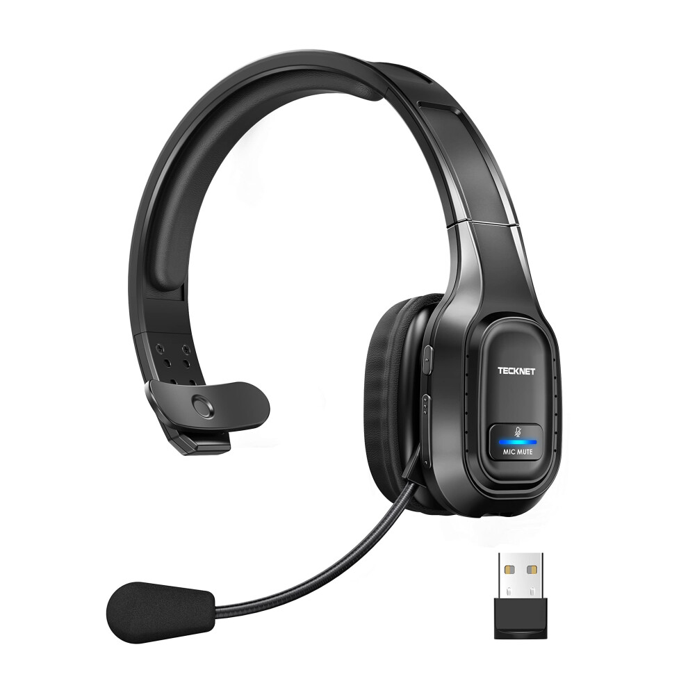 TECKNET Wireless Headset, Bluetooth Headset With Microphone Noise Canceling & USB Dongle, On Ear Headphones with 55H Long Working Time, USB Headset f-image-OPC-PHZRX5Z-NEW