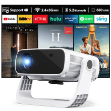 Wielio 2025 New Smart Projector Built-in Apps, Android 11, Native 1080P 4K Supported WiFi 6 Bluetooth 5.2, 680 ANSI, Low Fan Noise (