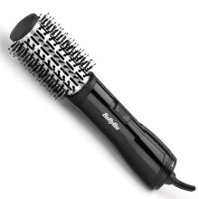 BaByliss Flawless Volume Hot Air Brush - Dry And Style in One, Titanium-Ceramic 38mm Barrel for Smoothness, Ionic Frizz-Control, Black, 2764U