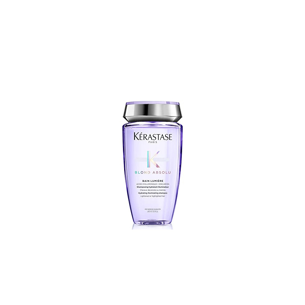 Kérastase Blond Absolu, Hydrating Illuminating Shampoo, For Lightened, Highlighted and Grey Hair, With Hyaluronic Acid & Edelweiss Flower, Bain Lumie
