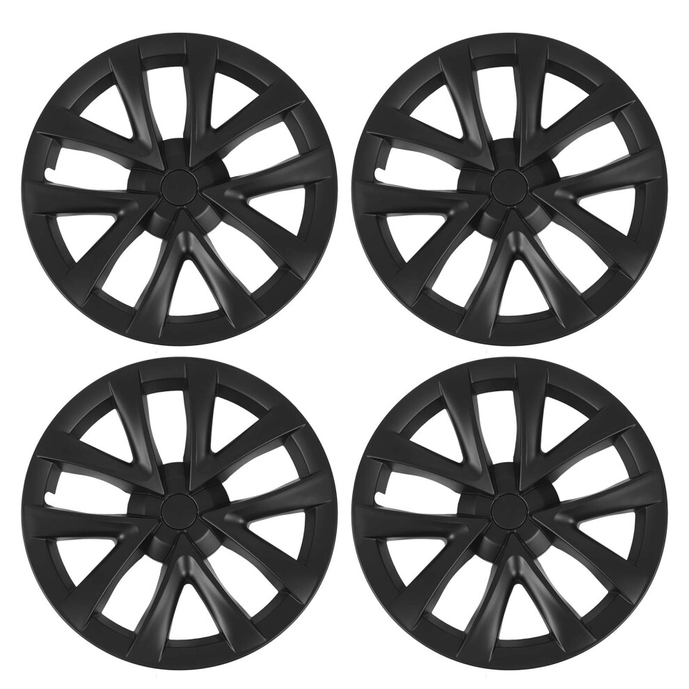 4Pcs 18In Wheel Hubcap For Model S Plaid Style Black 9121376858291