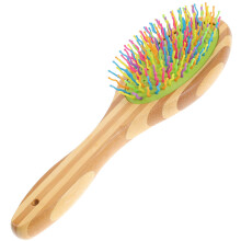 Dematting Dog Comb Rainbow Design Pet Grooming Tool Soft Wood Handle Hair Comb for Large Dogs Easy Hair Removal