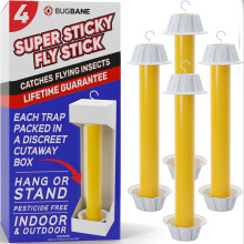 Fly Stick Sticky Fly Traps for Indoors Outdoor 4pk. NonToxic Super Sticky