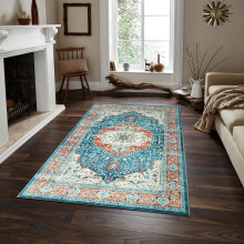 (120 x 170 cm (4 ft x 4 ft 9 in)- Small Area Rug, Blue Traditional- Cashmere Rug) Extra Large Rugs Living Room Traditional Rug Mat