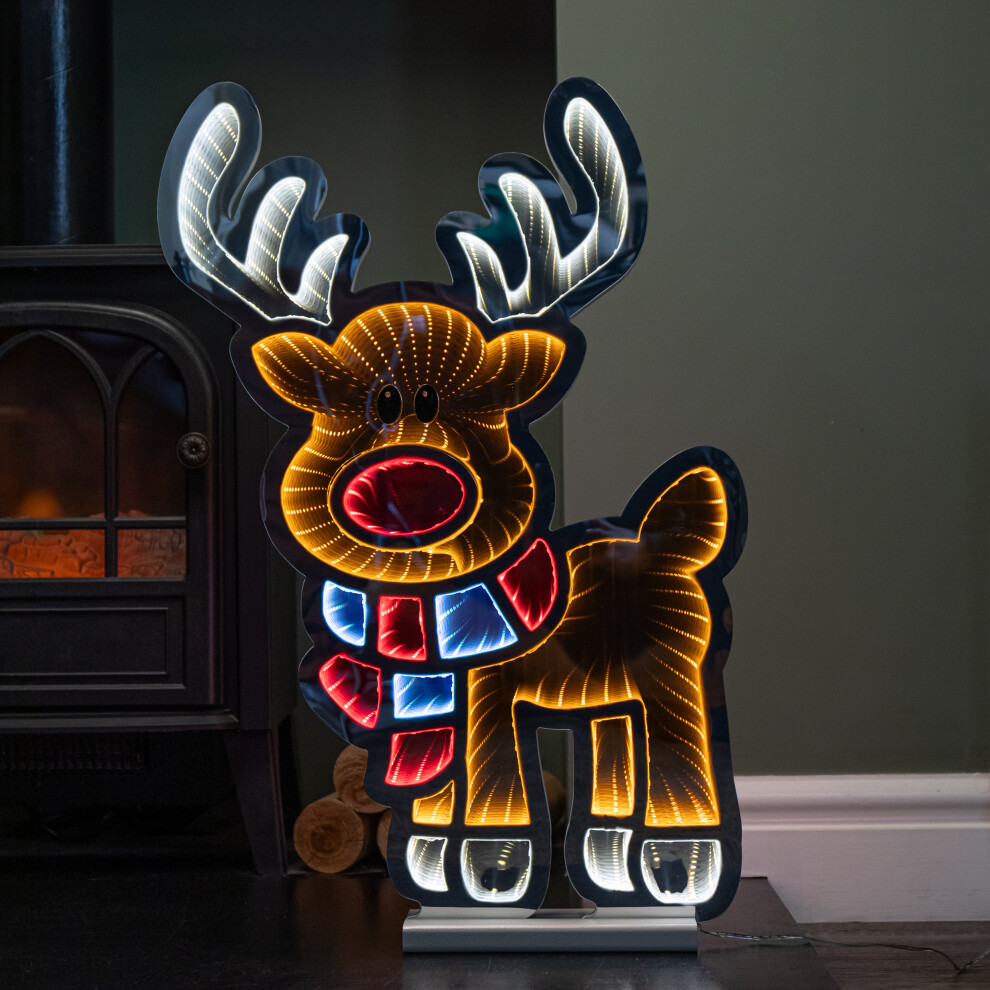 Festive 60Cm Light Up Christmas Reindeer Infinity Decoration With Leds