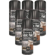 6 x 200ml Black Fabric Spray Paint Flexible Vinyl Clothes Textile