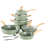 12 Piece Kitchen Cookware Set Nonstick Granite Coated Pots and Pans Set Green 1
