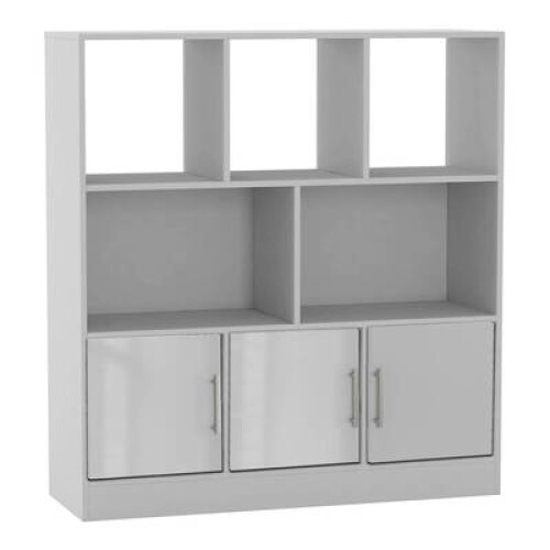 (White, Gloss) 8 Cube Asymmetrical Storage Bookcase and Shelving Unit
