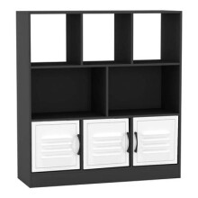 (Black, Metal) 8 Cube Asymmetrical Storage Bookcase and Shelving Unit