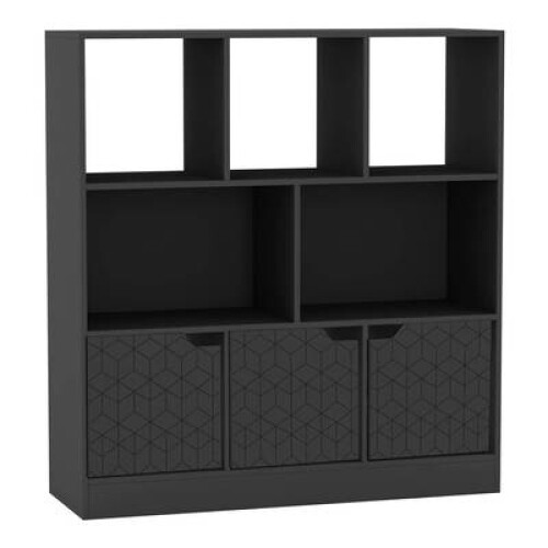 (Black, Geo) 8 Cube Asymmetrical Storage Bookcase and Shelving Unit