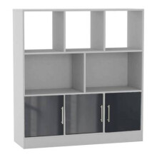 (White, Gloss) 8 Cube Asymmetrical Storage Bookcase and Shelving Unit