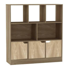 (Oak, Plain) 8 Cube Asymmetrical Storage Bookcase and Shelving Unit